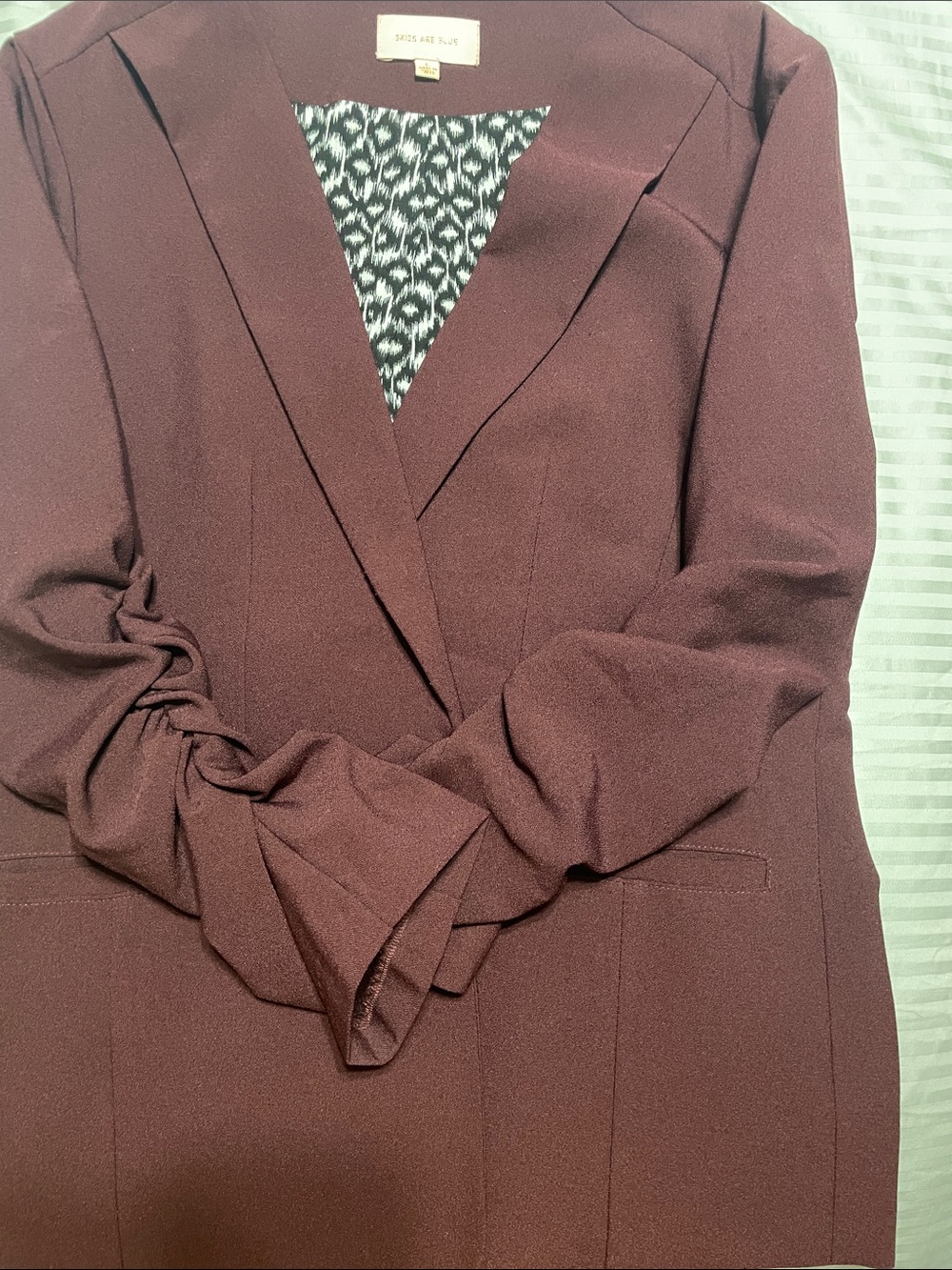 Skies Are Blue Wine Long Tailored Blazer